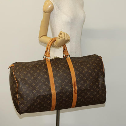 Louis Vuitton Keepall 55, Brown, Canvas, travel