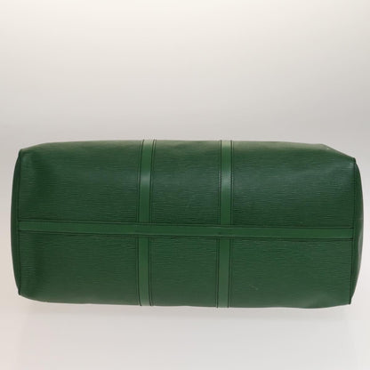Louis Vuitton Keepall 55, Green, Leather, travel