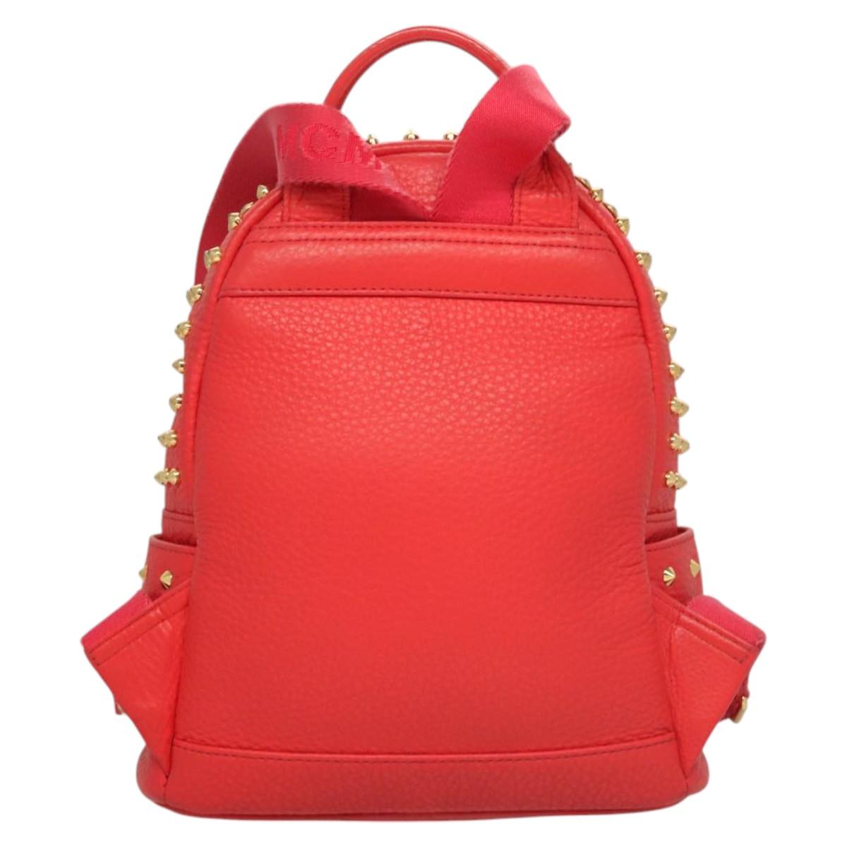 MCM Stark, Red, Leather, backpack