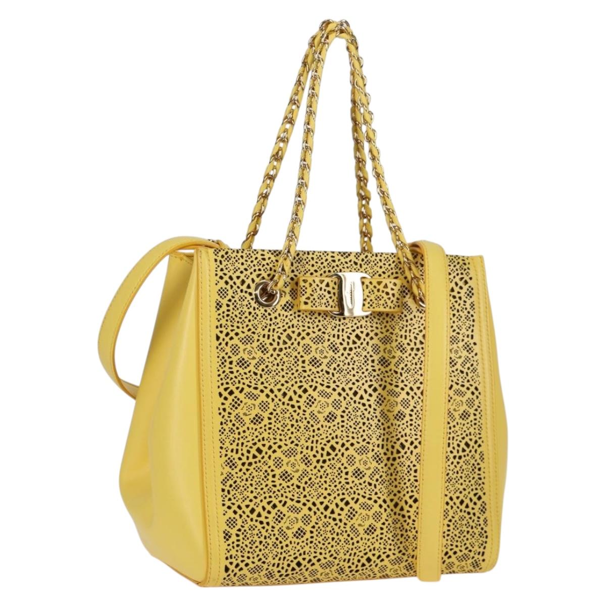 Salvatore Ferragamo Vara, Yellow, Leather, shoulder