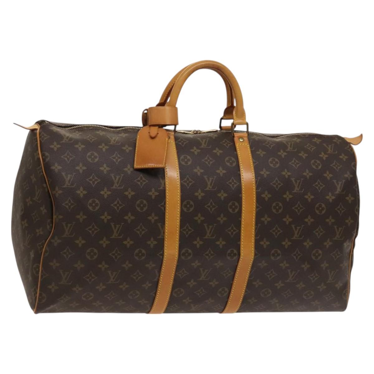 Louis Vuitton Keepall 55, Brown, Canvas, travel