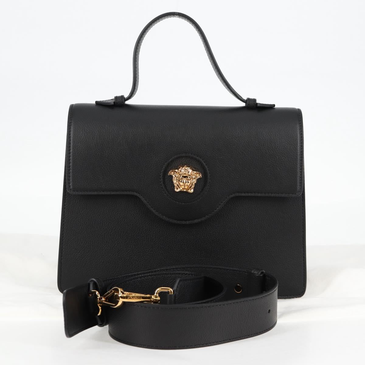Versace Medusa, Black, Leather, handbag