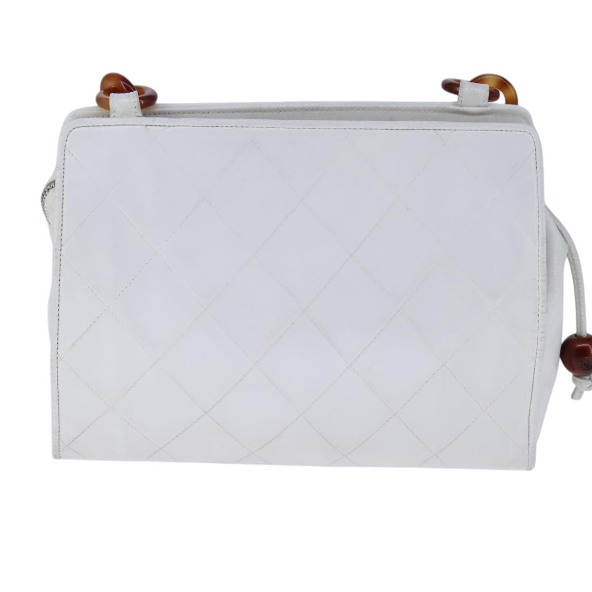Chanel Cc, White, Leather, shoulder