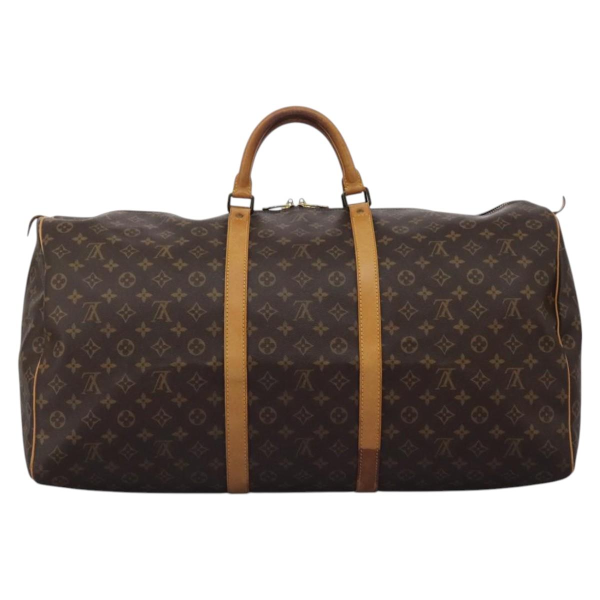 Louis Vuitton Keepall 60, Brown, Canvas, travel