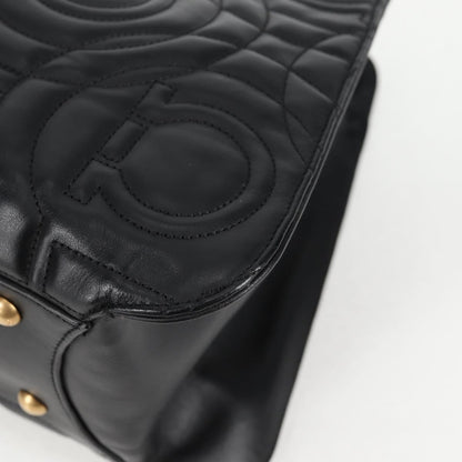 Salvatore Ferragamo Gancini, Black, Leather, tote
