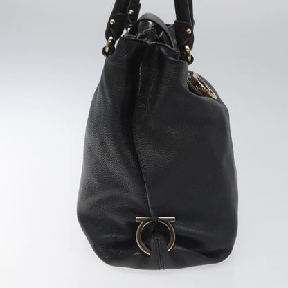 Salvatore Ferragamo Gancini, Black, Leather, handbag