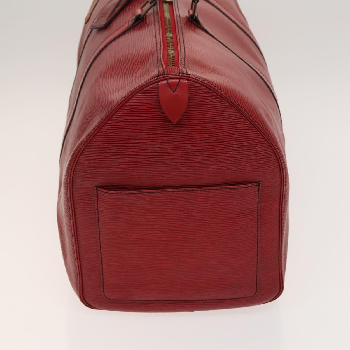 Louis Vuitton Keepall 50, Red, Leather, travel