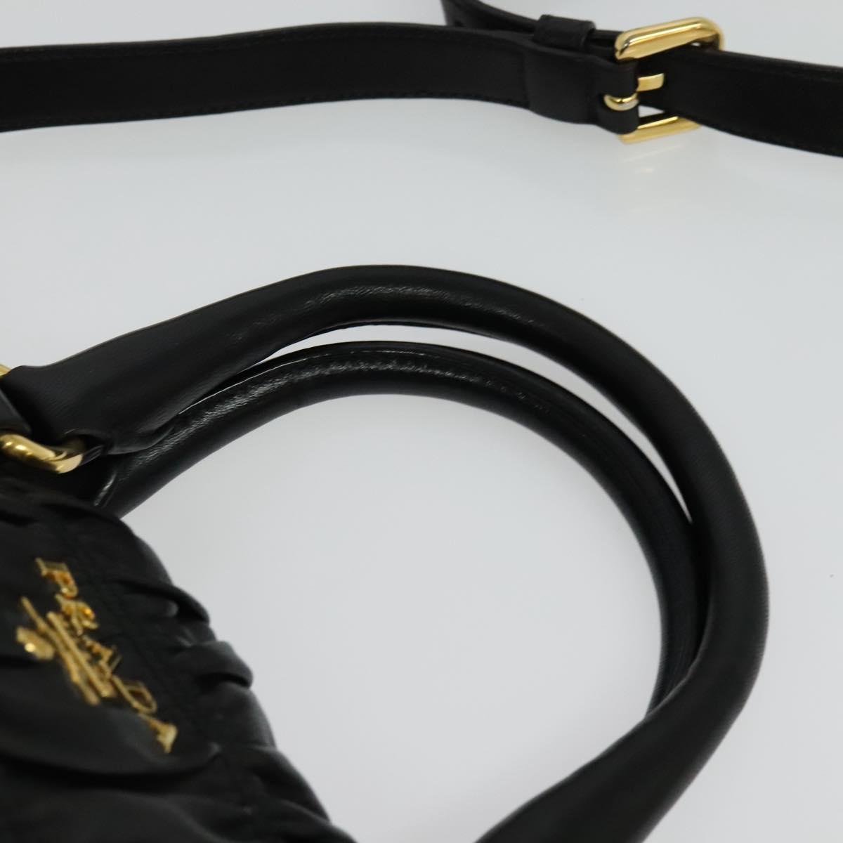 Prada Gaufre, Black, Leather, handbag