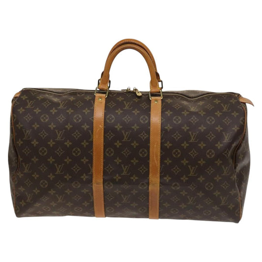 Louis Vuitton Keepall 55, Brown, Canvas, travel