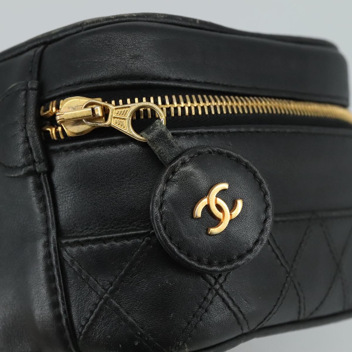 Chanel Vanity, Black, Leather, clutch