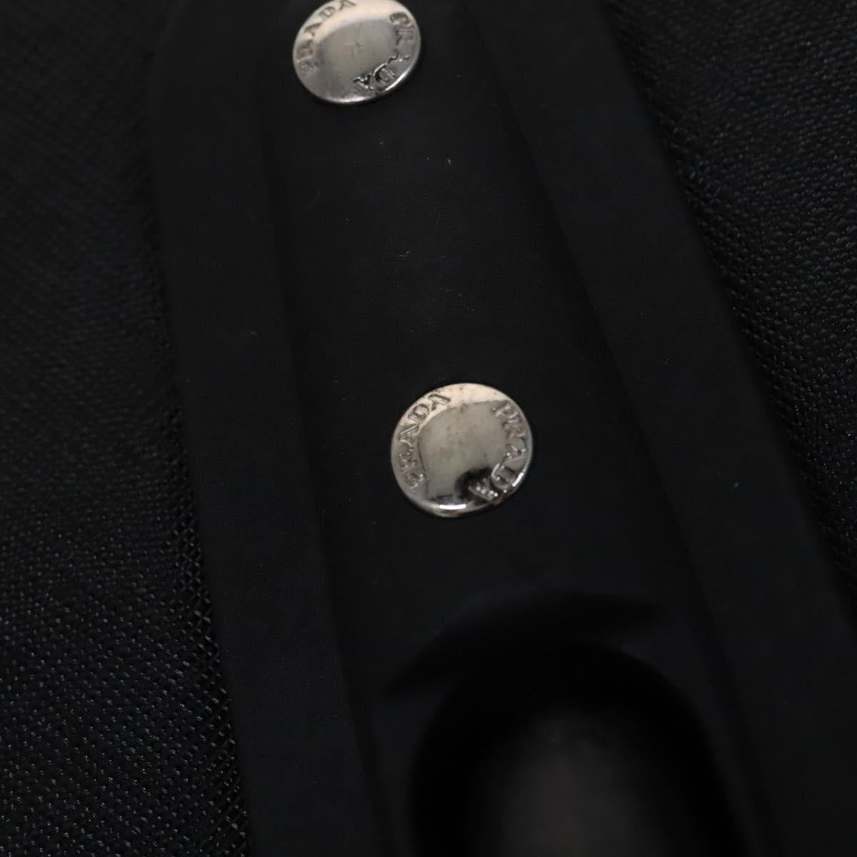 Prada Triangle Logo, Black, Leather, travel