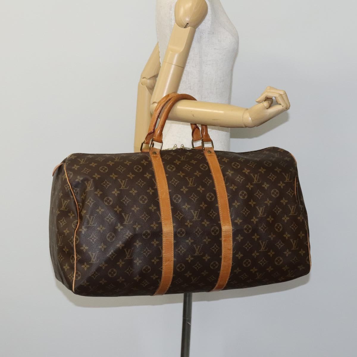 Louis Vuitton Keepall 55, Brown, Canvas, travel