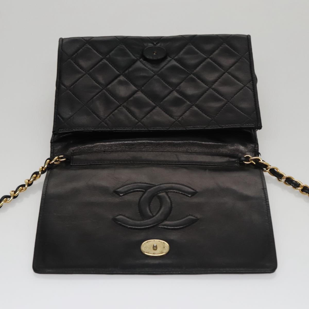 Chanel Full Flap, Black, Leather, shoulder