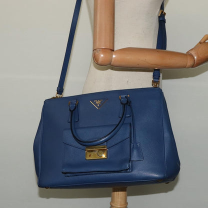 Prada Galleria, Blue, Leather, handbag