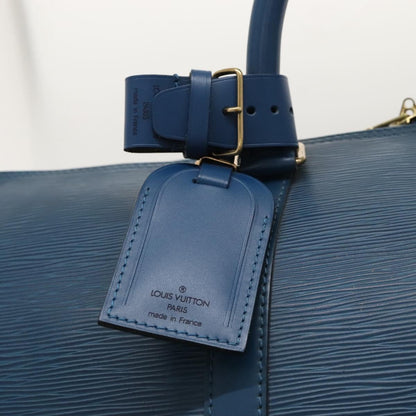 Louis Vuitton Keepall 55, Navy, Leather, travel