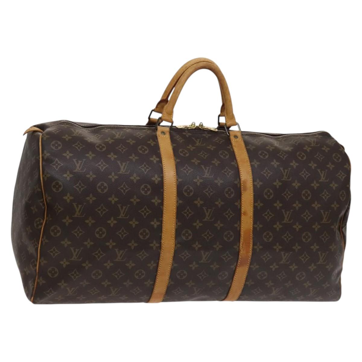 Louis Vuitton Keepall 60, Brown, Canvas, travel