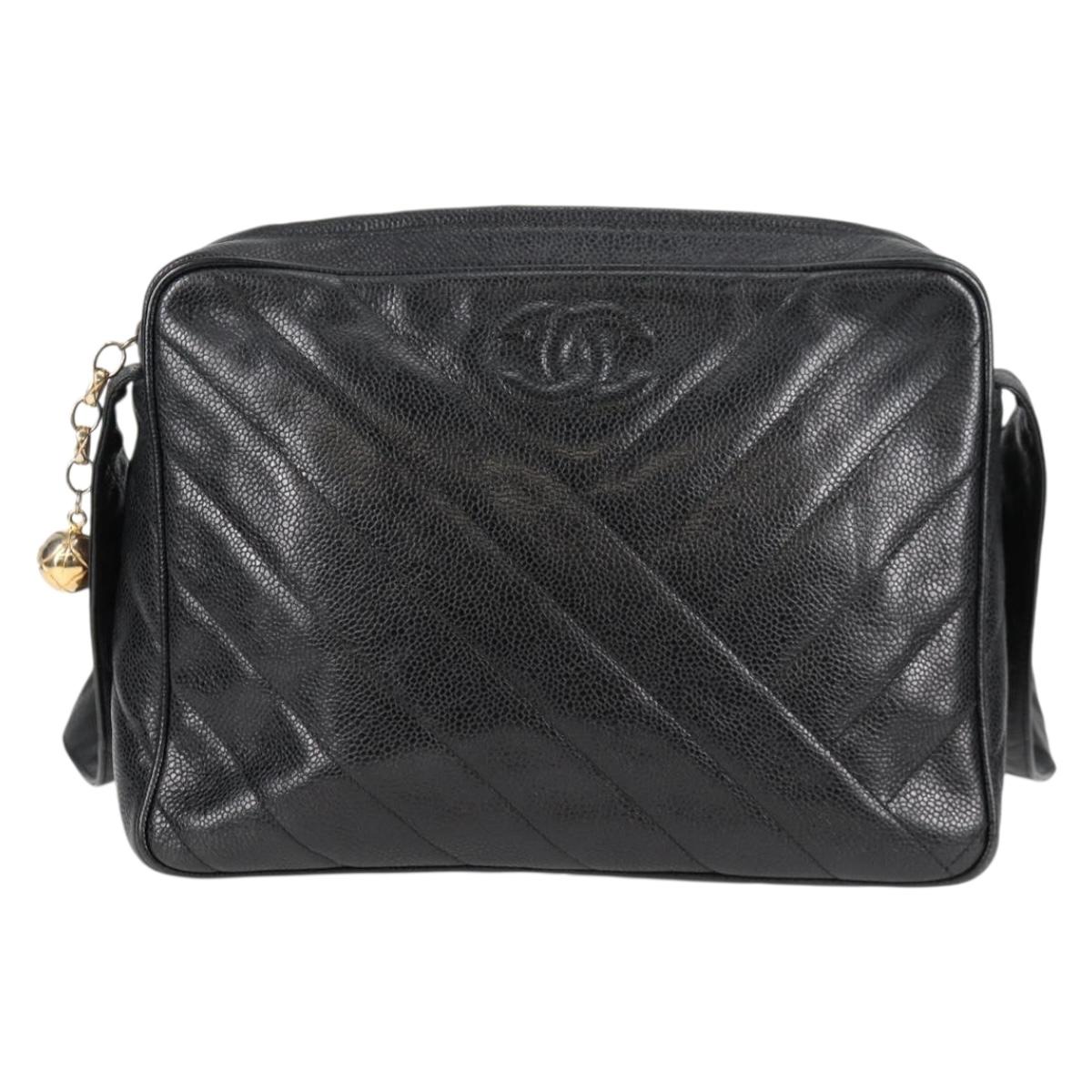 Chanel Camera, Black, Leather, shoulder