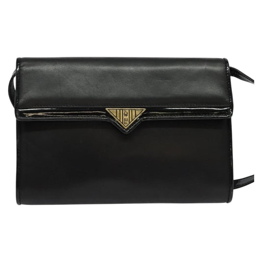 Fendi Envelope Clutch Leather, BLACK, LEATHER, Clutche & pouche