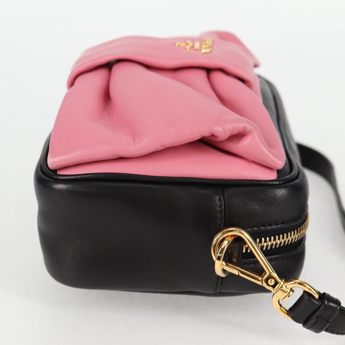 Prada Ribbon, Black, Leather, shoulder
