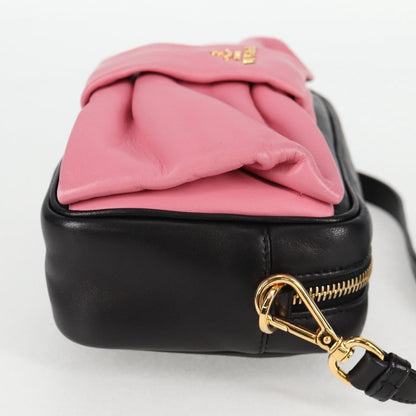 Prada Ribbon, Black, Leather, shoulder