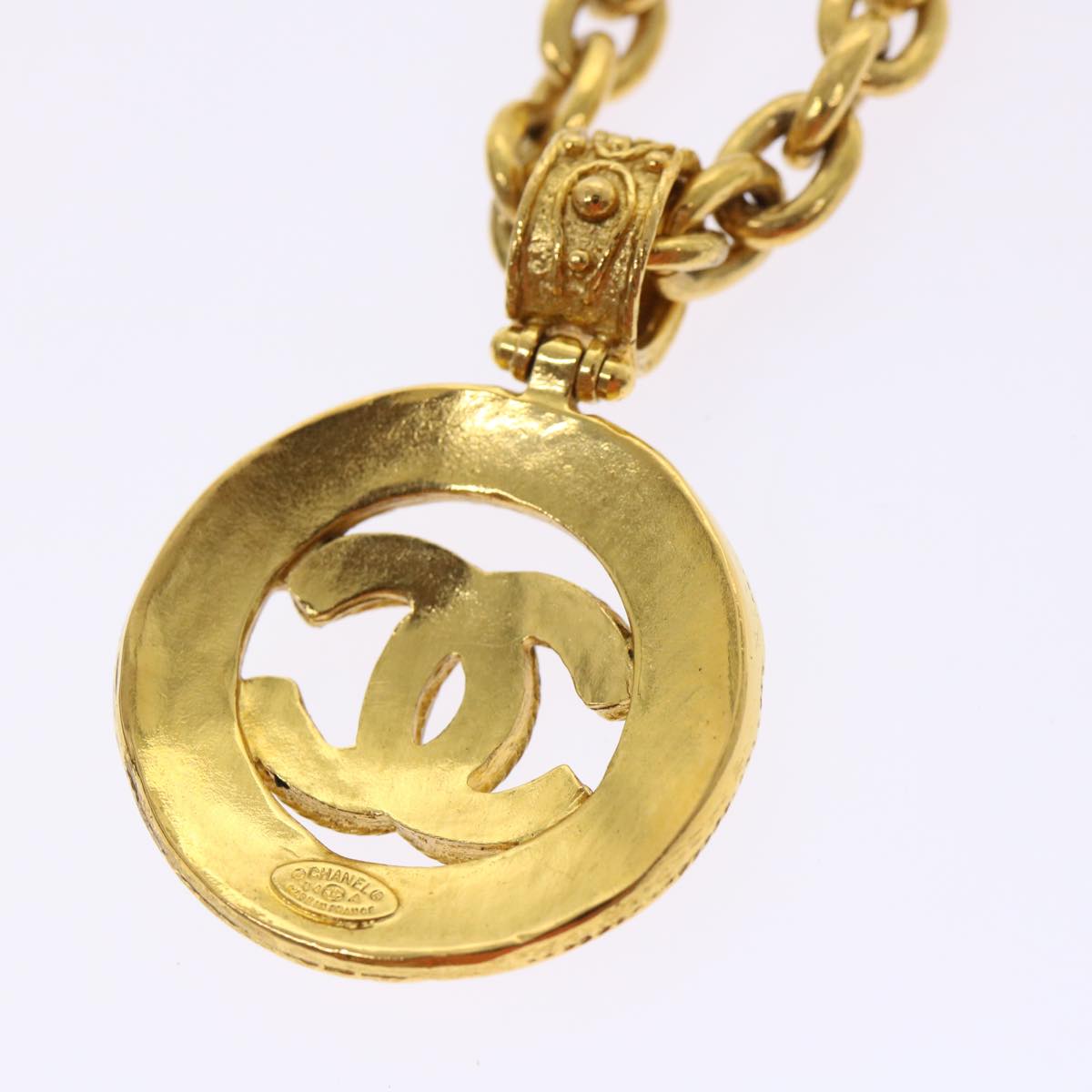 Chanel CC Open Heart Pendant Necklace Metal, GOLD, METAL, Necklace