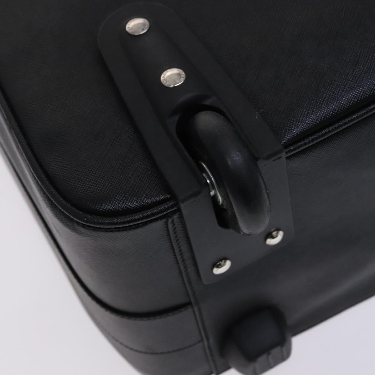 Prada Triangle Logo, Black, Leather, travel