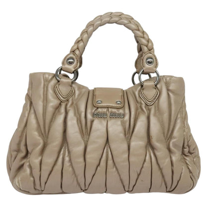 Miu Miu Coffer Convertible Satchel Matelasse Leather, BEIGE, LEATHER, Handbag