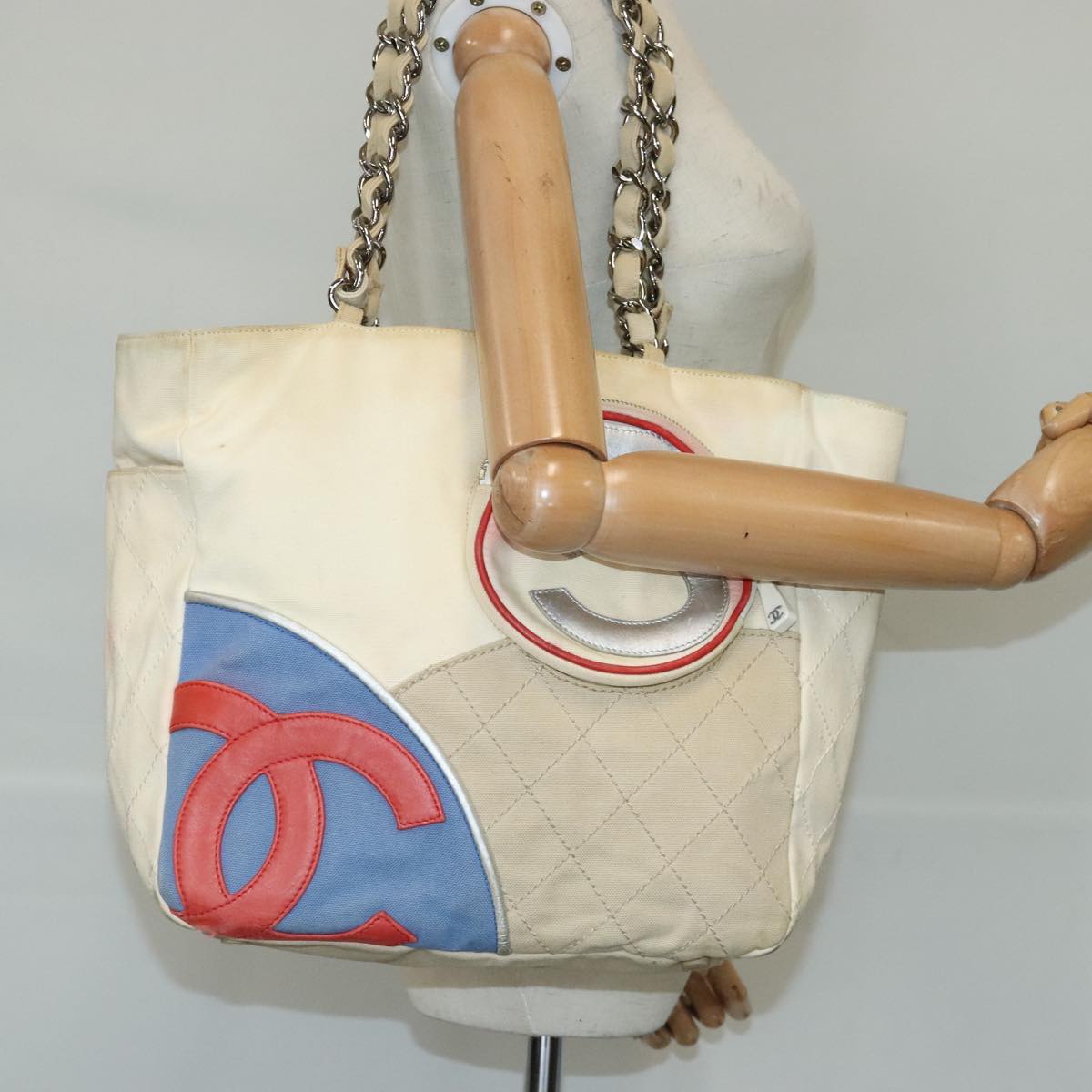 Chanel Numero 5, White, Canvas, tote
