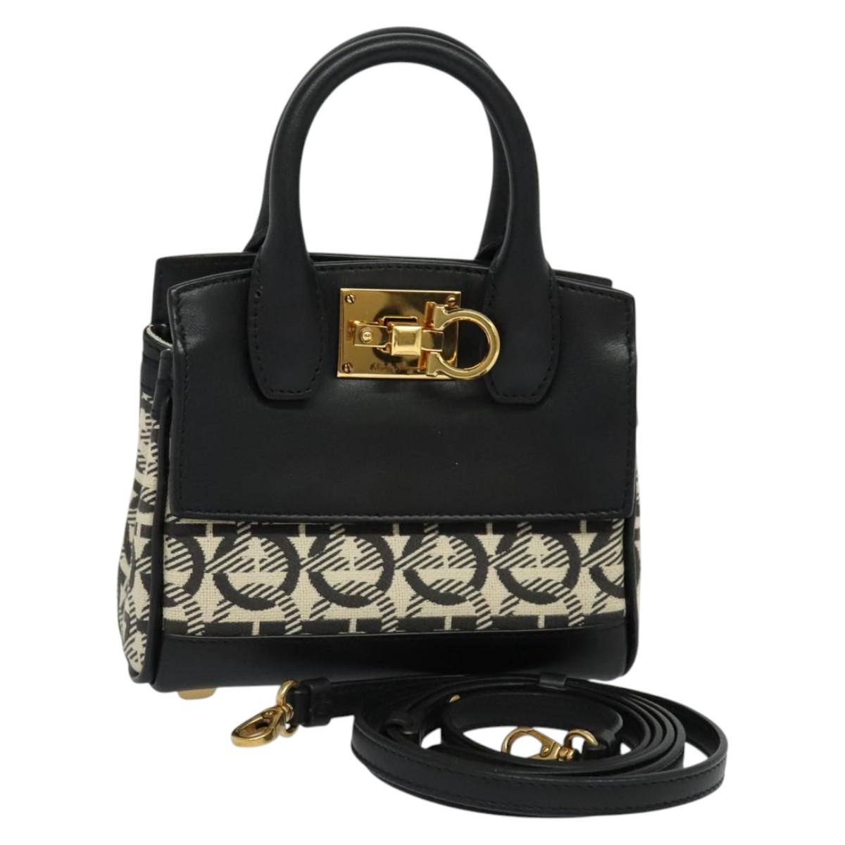 Salvatore Ferragamo Gancini, Black, Leather, handbag