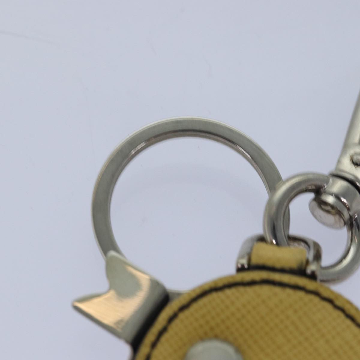 Prada Charm Logo Key Ring Saffiano Leather, YELLOW, LEATHER, Charms and Keychains