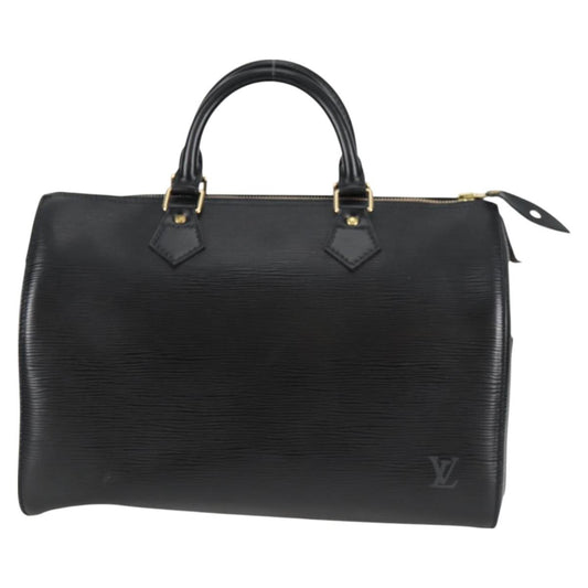 Louis Vuitton Speedy, Black, Leather, handbag