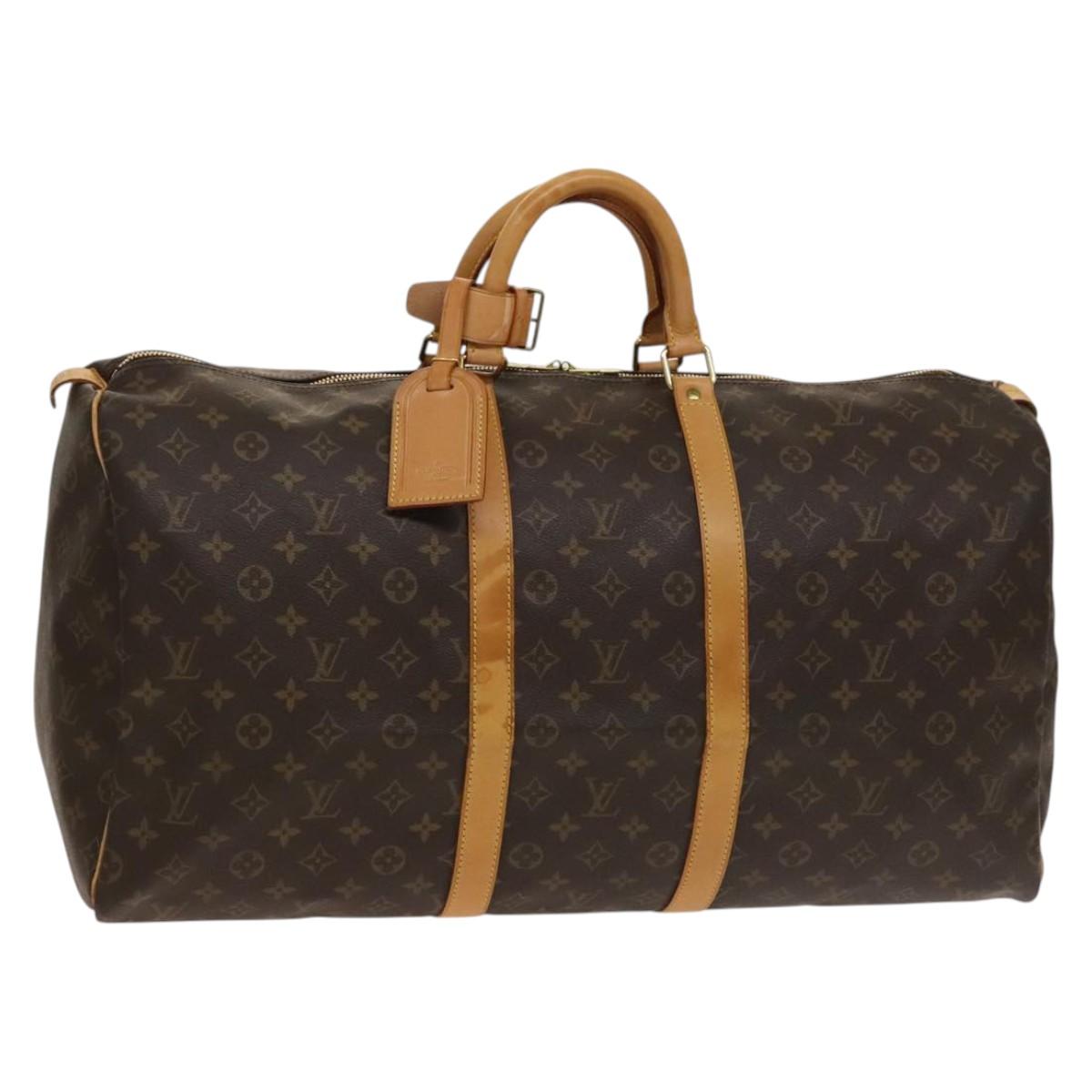 Louis Vuitton Keepall 55, Brown, Canvas, travel