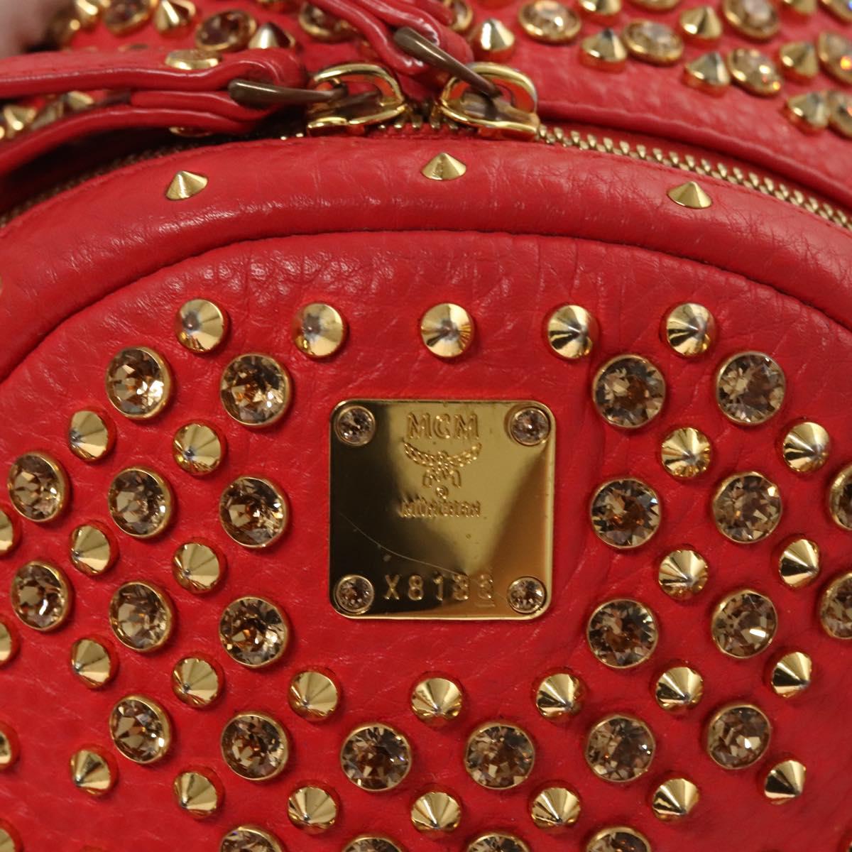 MCM Stark, Red, Leather, backpack