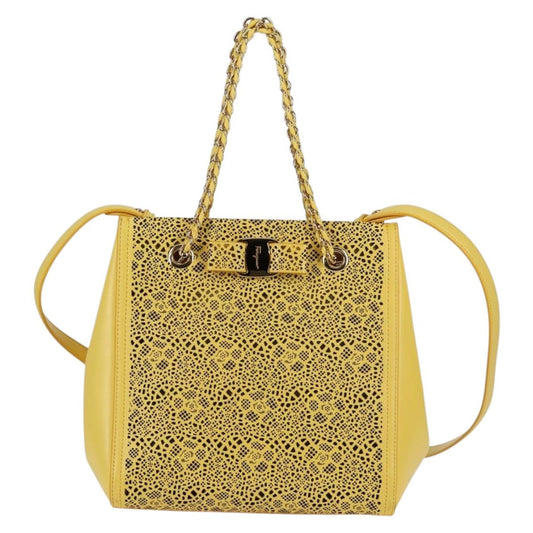 Salvatore Ferragamo Vara, Yellow, Leather, shoulder