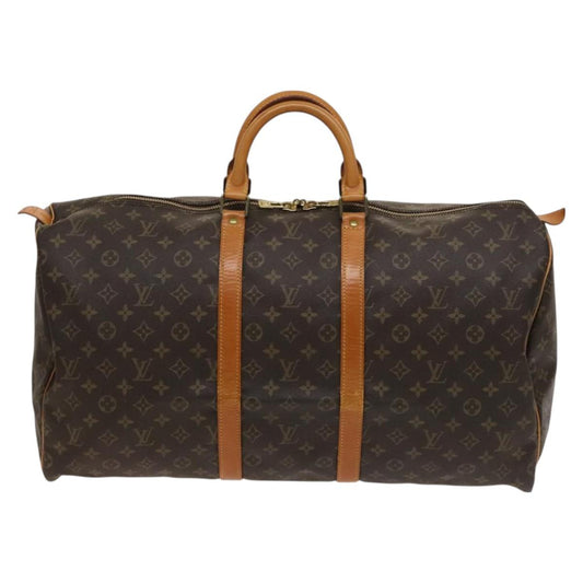 Louis Vuitton Keepall 55, Brown, Canvas, travel