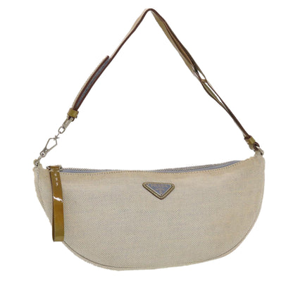 Prada, Beige, Canvas, clutch