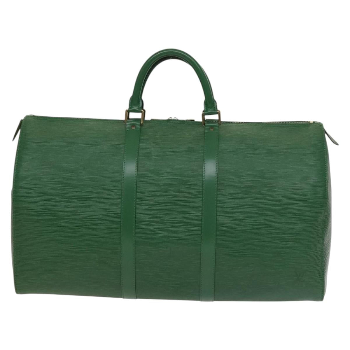 Louis Vuitton Keepall 50, Green, Leather, travel
