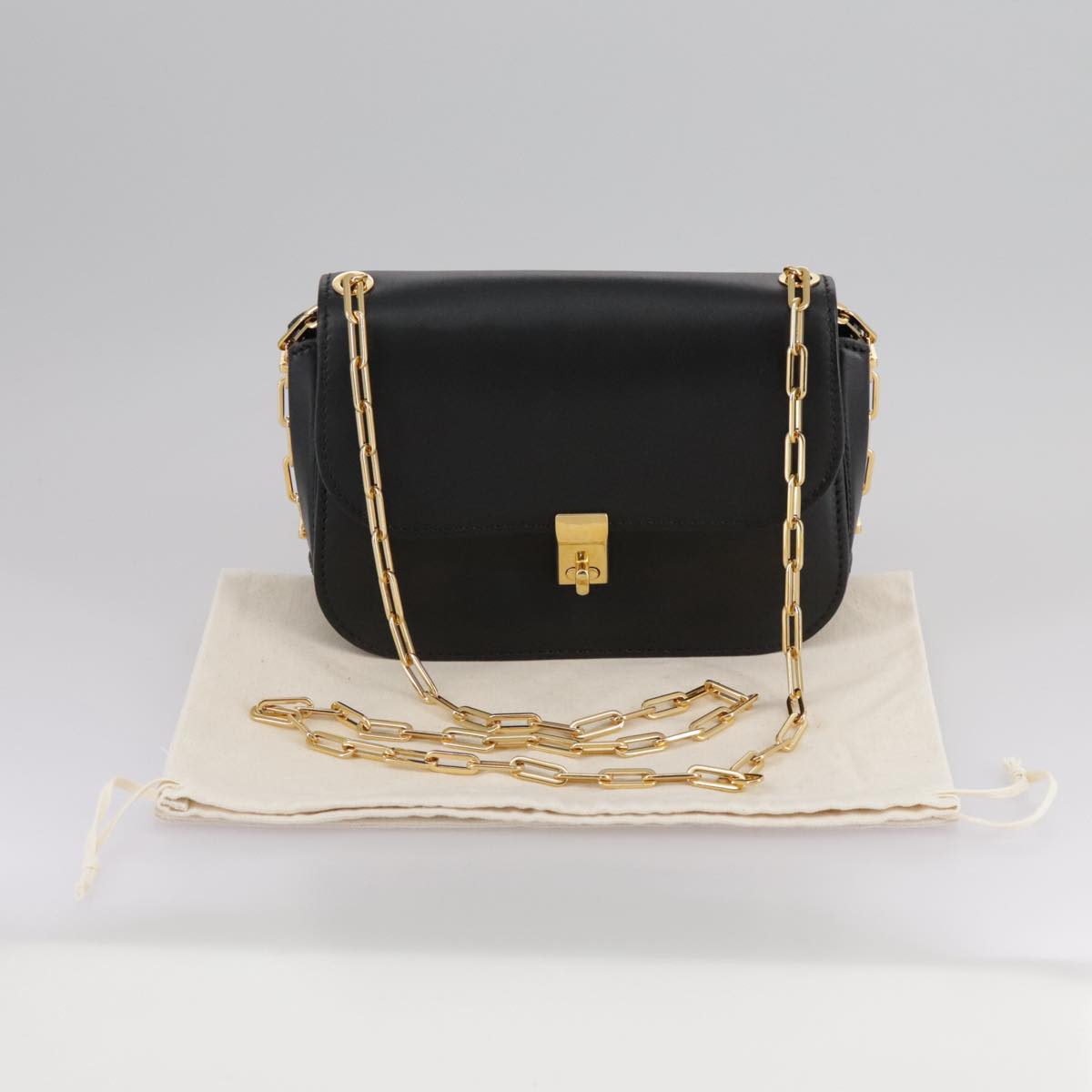 Valentino Garavani, Black, Leather, shoulder