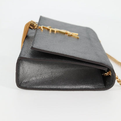 Saint Laurent Kate, Silver, Leather, shoulder