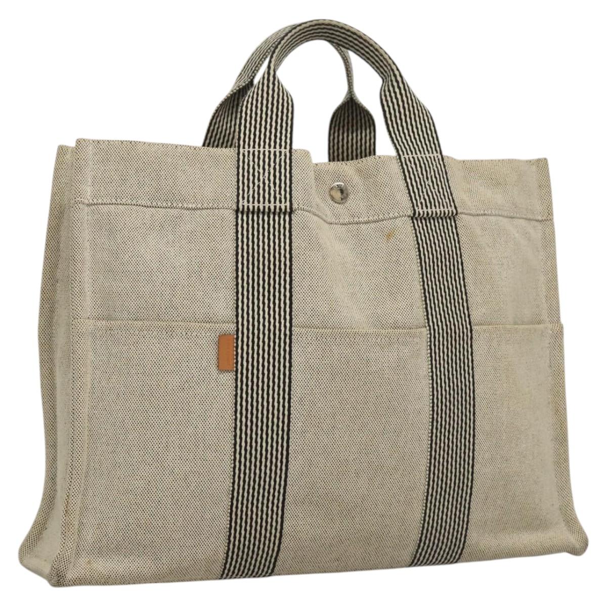 Hermès Fourre tout, Grey, Canvas, handbag