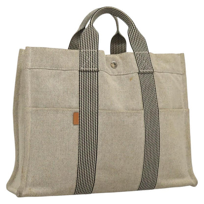 Hermès Fourre tout, Grey, Canvas, handbag