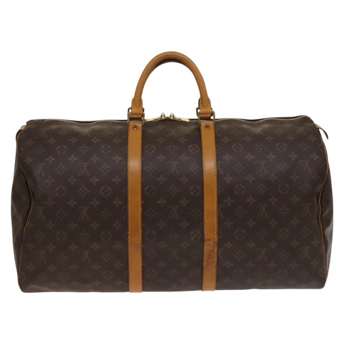 Louis Vuitton Keepall 55, Brown, Canvas, travel