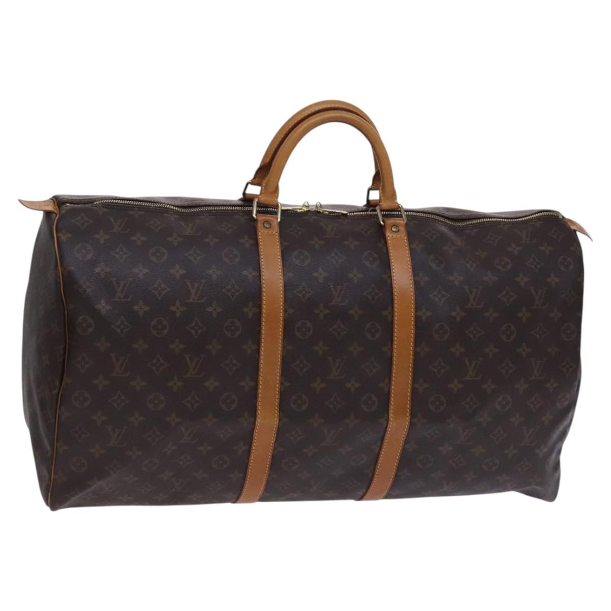 Louis Vuitton Keepall 60, Brown, Canvas, travel