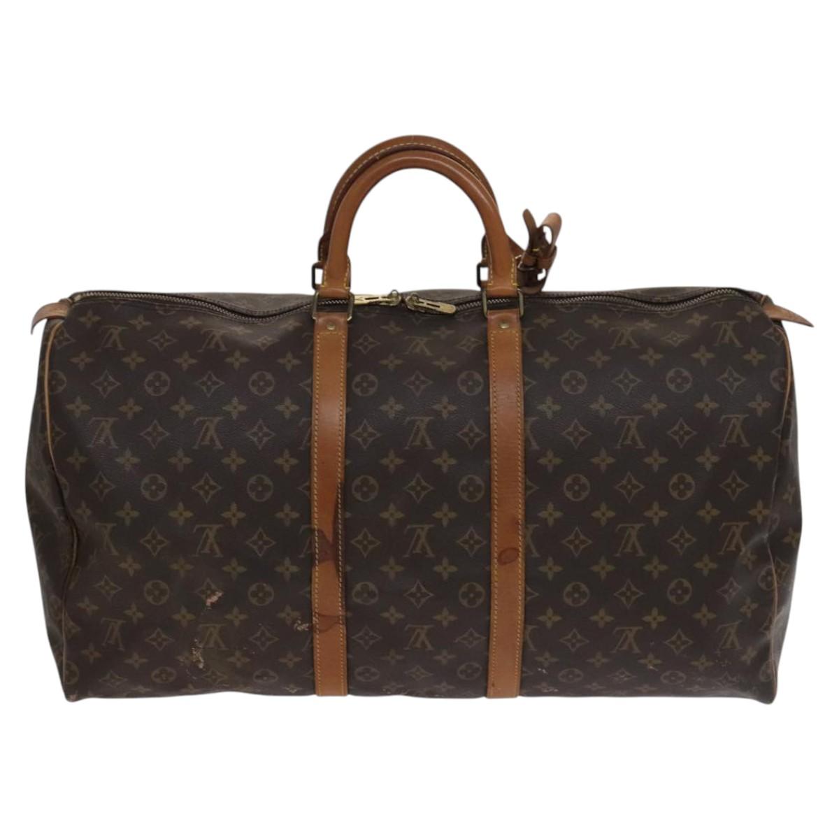 Louis Vuitton Keepall 55, Brown, Canvas, travel