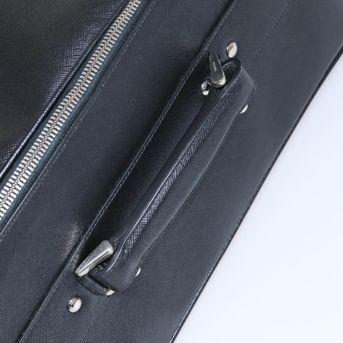 Prada Triangle Logo, Black, Leather, travel