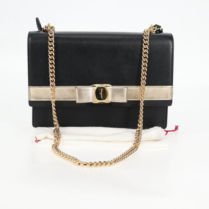 Salvatore Ferragamo Vara, Black, Leather, shoulder