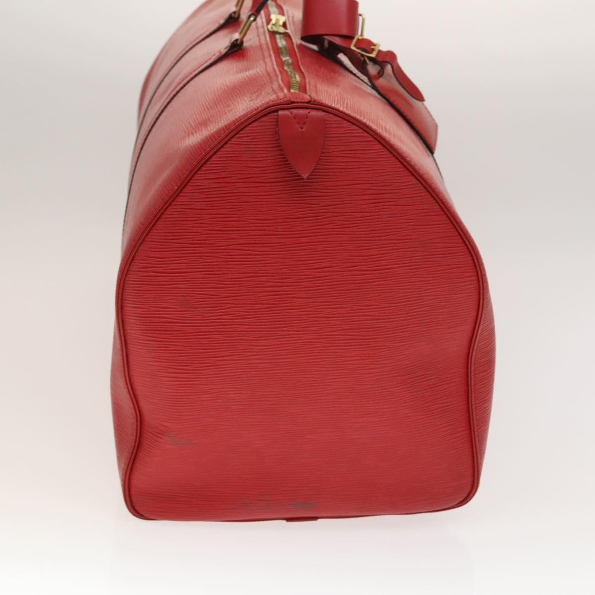 Louis Vuitton Keepall 55, Red, Leather, travel