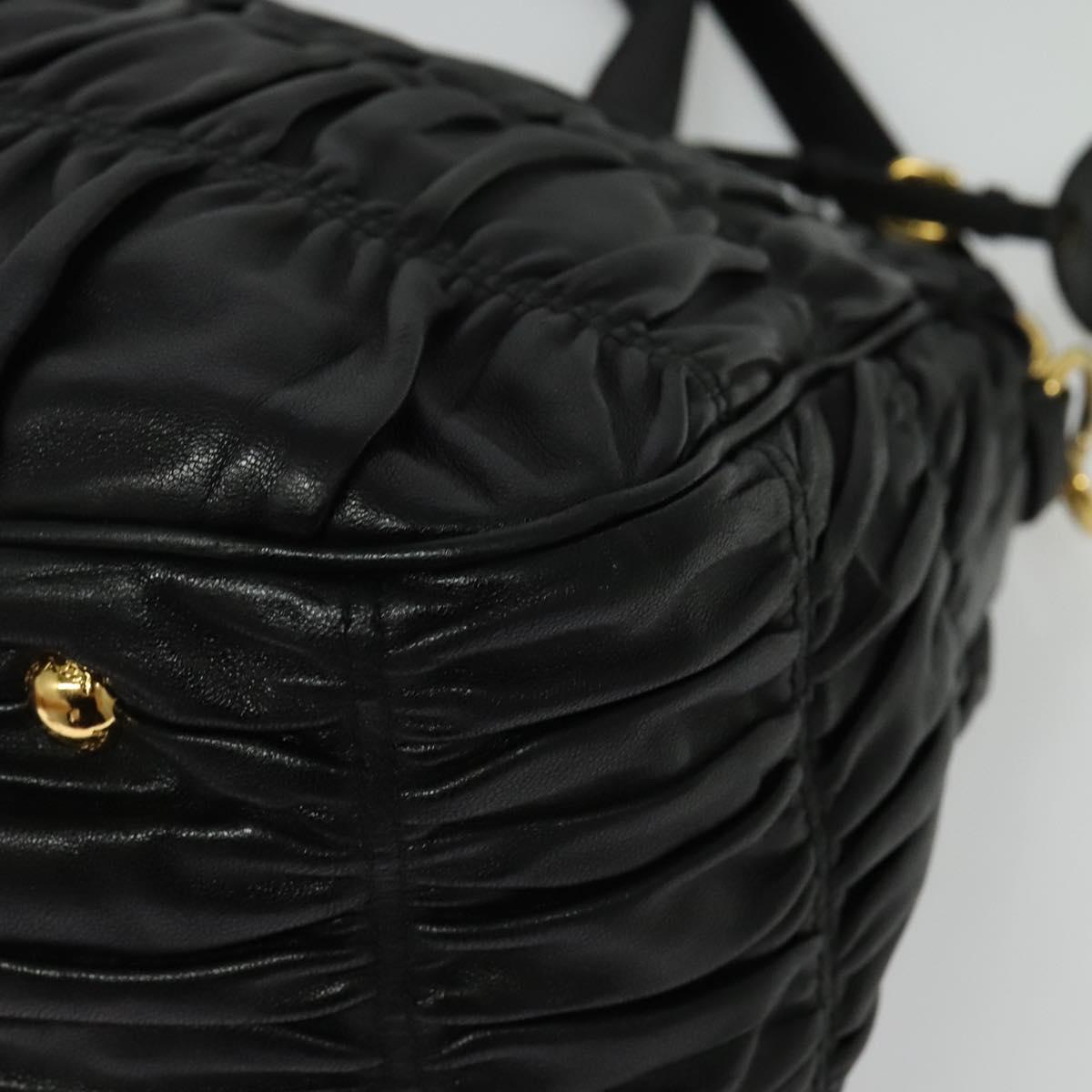 Prada Gaufre, Black, Leather, handbag