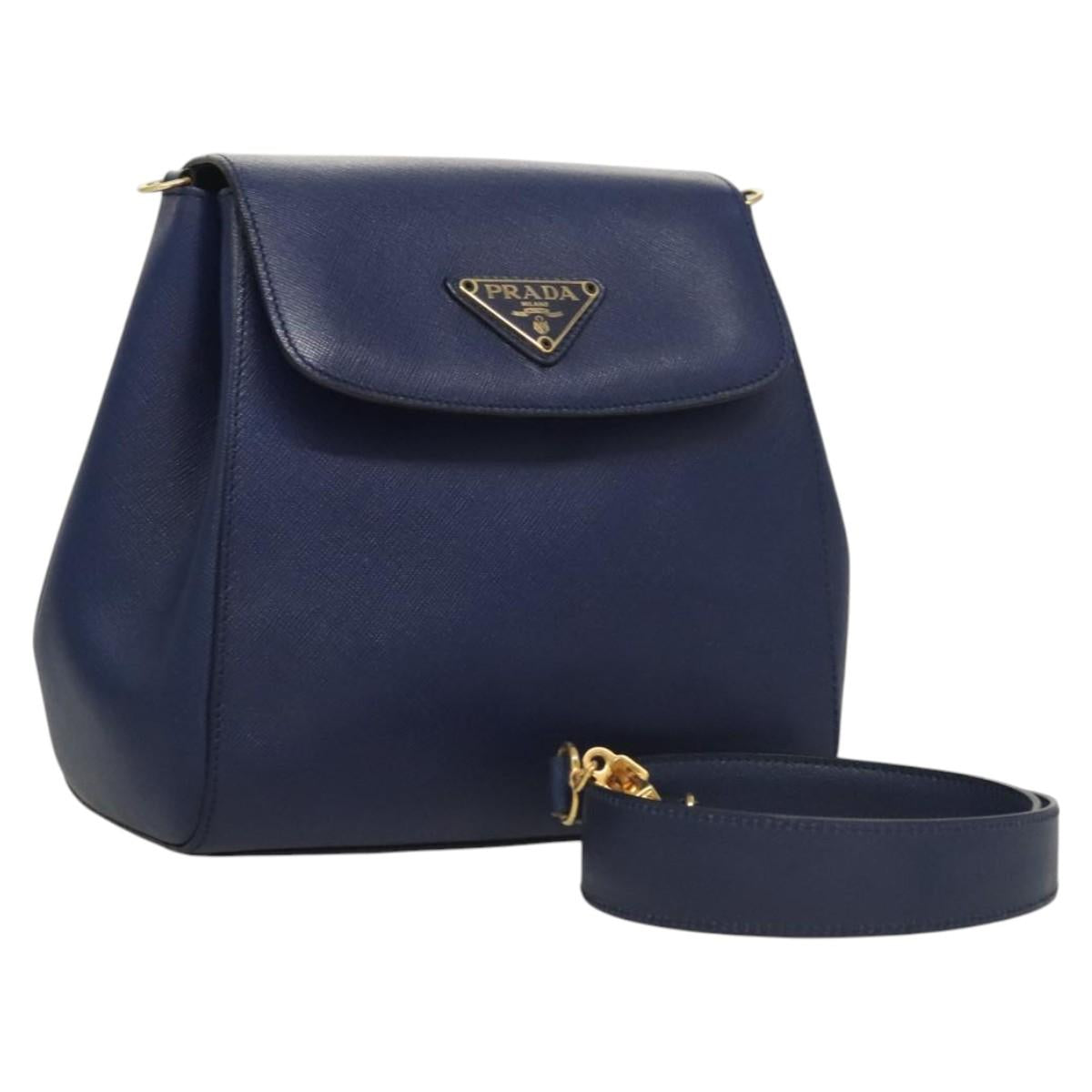 Prada Cleo, Navy, Leather, clutch