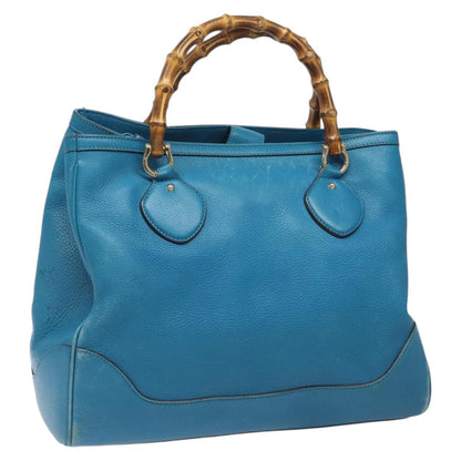 Gucci Bamboo, Blue, Leather, handbag